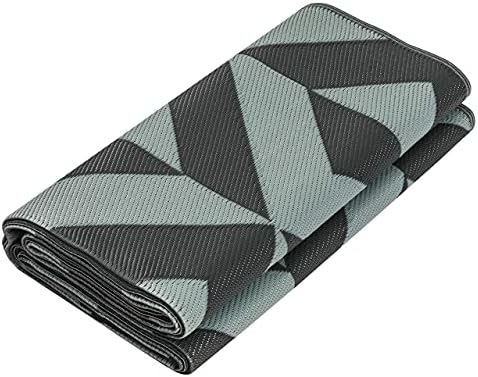 РВ МАТ ПАТИО килим геометриски триаголник шема 9x12 црна/сива боја