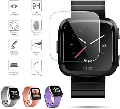 Diruite 4-пакет за Fitbit Versa Lite Edition/Fitbit Верса Заштитен стаклен екран Заштитник за Fitbit Versa SmartWatch [не одговара