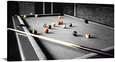Apicoture Canvas wallидна уметност билијард топка во црно -бел базен маса билијард слика базен соба wallид декор игра соба игра соба декор момчиња спална соба декор 16 x32