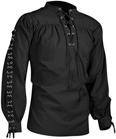 Блуза со Steampunk плус големина висока долга завој ракав готски мажи блуза човек кошула квалитет модна машка блуза пират