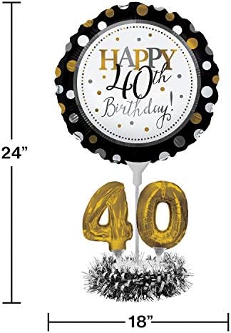 Креативно претворање на среќен 40 -ти роденденски балон Централ и злато за роденден на пресвртница - 317306