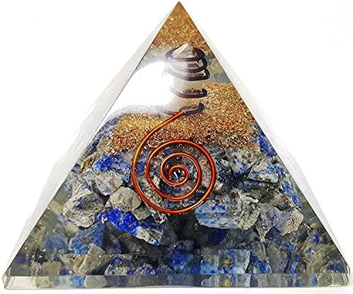 Лапс Лазули Чакра заздравува кристал пирамида/ оргонит пирамида бакарен калем реики ем заштити медитација Јога генератор на енергија метафизички