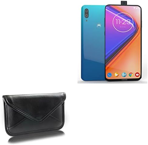 Boxwave Case Компатибилен со Motorola Moto G8 Plus - Елитна торбичка за кожен месинџер, синтетички кожен покритие дизајн на