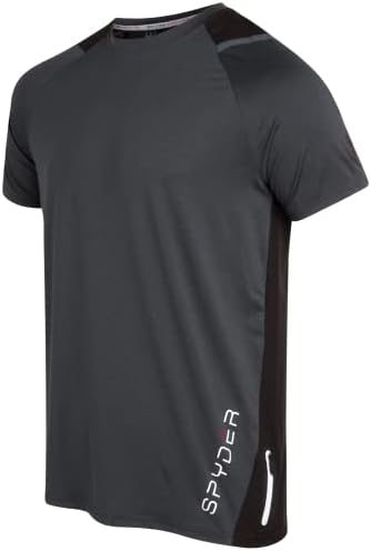 Атлетска маица за мажи во Спајдер - Активна перформанси Спортски тети - суво вклопување кошула со кратки ракави