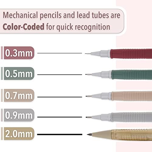 Г -дин Пен- Механички молив поставен со олово и рефилки за бришење, 5 големини - 0,3, 0,5, 0,7, 0,9 и 2 милиметри, скицирање моливи, подготвување молив, механички моливи за црт?