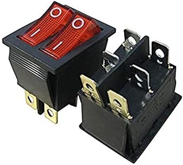 Ganyuu 2PCS AC 250V/16A, 125V/20A Црвено и црвено копче со светло Вклучено/Исклучено DPDT 6 PIN 2 MINI BOAT ROCKER SWITCES