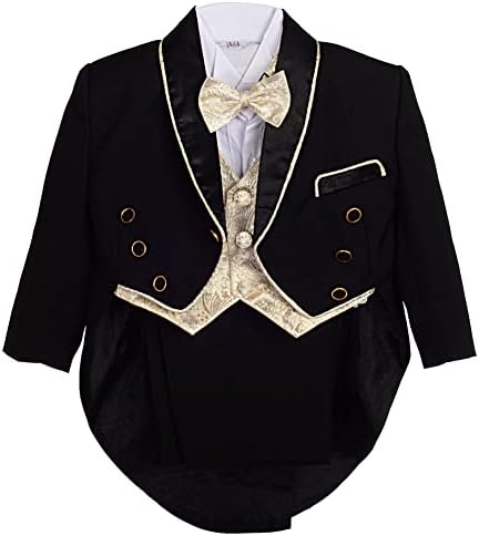 Lito Angels Baby Baby Boys Jacquard Classic Tuxedo костум формални костуми за свадбени облеки 5 парчиња сет 015