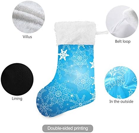 Алаза Божиќни чорапи Божиќни зимски снегулки Класик Персонализирани големи декорации за порибување за семејни сезонски празници Декор 1 пакет, 17,7 ''