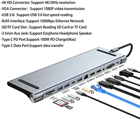 ZLXDP USB ЦЕНТАР 3 0 Тип C 4K Компатибилен Тв Монитор Видео Конвертор RJ45 Ethernet Sd Tf Картичка Читач КОМПЈУТЕР