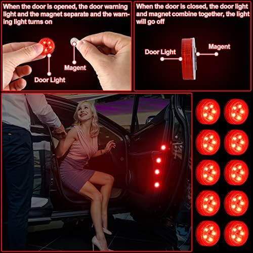 10 Парчиња Универзални Предупредувачки Светла ЗА Безжична Врата НА Автомобилот, Универзални Светла, Безбедност Против Судир Анти Заден Судир