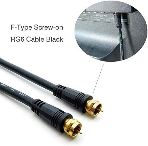 Imbprice-коаксијален кабел RG6 со конектори за завртки од типот F во црна боја