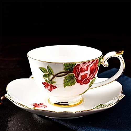 Wjccy 15 парчиња сет, цвет врежана порцеланска кафе сад за садови, чинија за дизајн на круна, сет на палата чаша, гроздобер чај забава