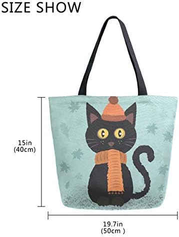 Алаза здраво есен симпатична крзнена мачка во шал платно торба за жени за жени патуваат работа за купување намирници врвни рачки