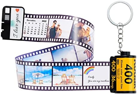 Персонализиран календарски филмски ролна клуч со слики со слики со фотоапарати со фотоапарати со фото -албум за keyring подароци за годишнина