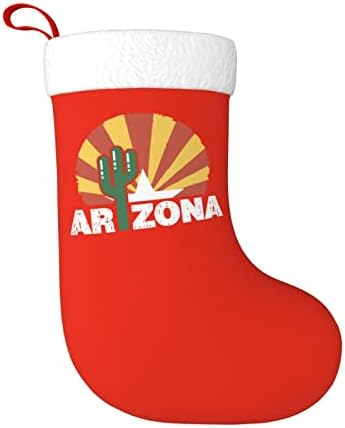 QG ZZX Аризона Кактус Смешно знаме Божиќно порибување Божиќни чорапи камин виси чорап 18 инчи за одмор