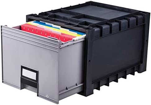 Кутија за складирање на пластични архиви на Storex со заклучување, големина на буква, фиока од 18 инчи, црна, 2-пакет