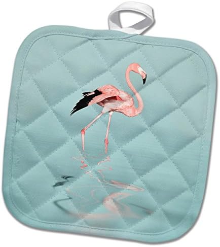 3Drose Pink Flamingo Одење во мирна вода за вода, 8 x 8, бело