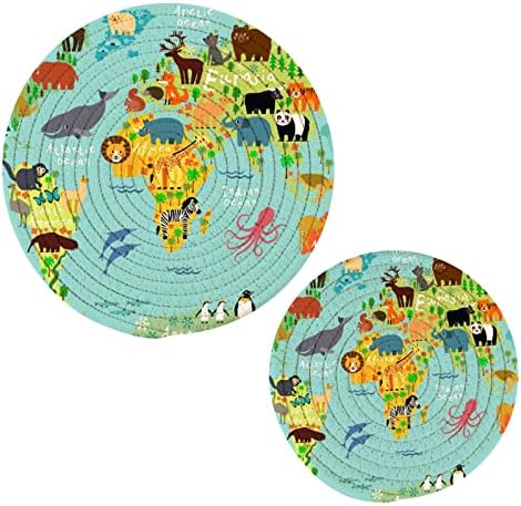 Светски држачи за мапи за животни за кујнски сили за топли садови 2 парчиња отпорна на топлина кујна топли влошки памучни памучни ситници за