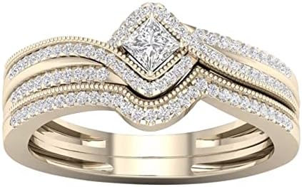 Ringенски прстени за ангажман - 925 луксузен сјаен накит целосен дијамантски прстени Елегантен свадбен невестински прстен одбележан прстен