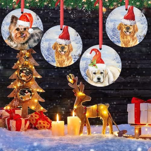 божиќни украси за божици златни ретривер куче облечено во санта шапка Божиќ украси украси за новогодишни украси украси украси Божиќен