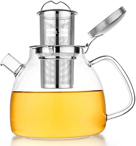 Tealyra - Темпер стаклена чајник - боросиликат чиста стаклена чајник со отстранлив инфузер од не'рѓосувачки челик - шпорет Топ