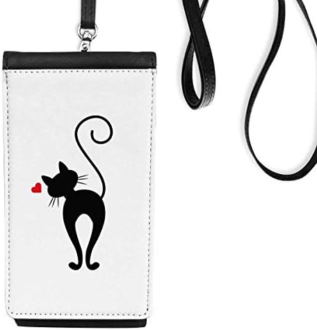 Срцев облик мачка сихоует Телефон Телефон Паричник чанта што виси мобилна торбичка црн џеб