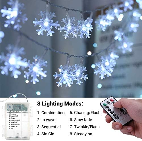 Brizlabs Снегулка Божиќни светла, 16.08ft 40 LED божиќни светла со далечинска батерија оперирани +метеорски туш светла, 11,8 инчи 10 цевки 240 LED светла за паѓање на дождот, кои паѓ