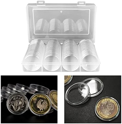 Колекција На Држач За Монети Tjlss Заштитен Капак Кутија За Складирање На Колектор Запечатена Тркалезна Капсула Проѕирна Пластика Со