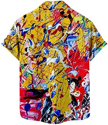 Bmisegm летни мажи маички маички сиромашни ракописи 3Д дигитално печатење џеб тока лапска кратка кошула со долг ракав со