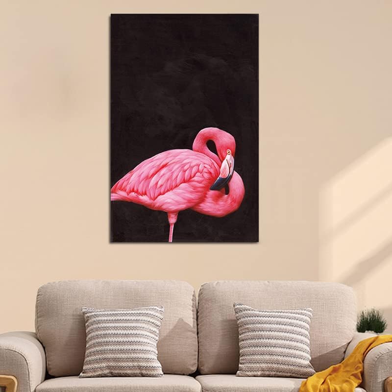 Ченбела-Фламинго рачно насликана wallидна уметност животно платно масло сликање розова птица романтичен пејзаж uralидал погоден за дневна соба спална соба трпезариј?