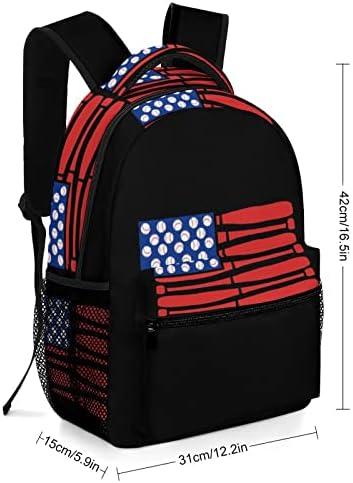 Американско знаме бејзбол патувања ранец за модни рамења торба со мала тежина мулти-џеб дневен пакет за училишна студија работа шопинг