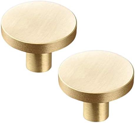 Kuyyfds- модерен четкан месинг златен круг кујнски копчиња за кујнски фиоки за фиоки за влечење мебел хардвер 2 пакет