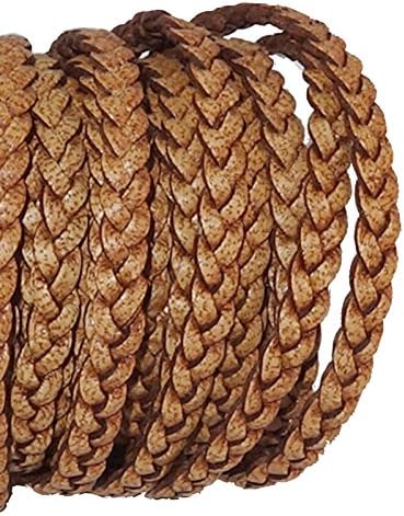 Cords Craft® | 5мм 3 Пли оригинален рамен кожен кабел за накит што прави нараквица ѓердан монистра | Ролна од 5 метри рачна плетенка од кожа