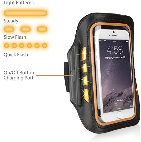 Case Boxwave Case for BlackBerry Keyone - Jogbrite Sports Armband, висока видлива светлина за безбедност LED тркачи на LED -арманд за BlackBerry