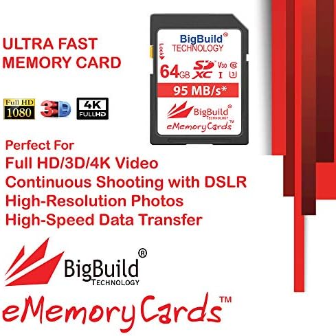 BigBuild Технологија 64gb UHS-I U3 95MB/S Мемориска Картичка За Canon IXUS 160, 162, 165, 170, 175, 177, 180, 185, 190, 285 Хс Камера