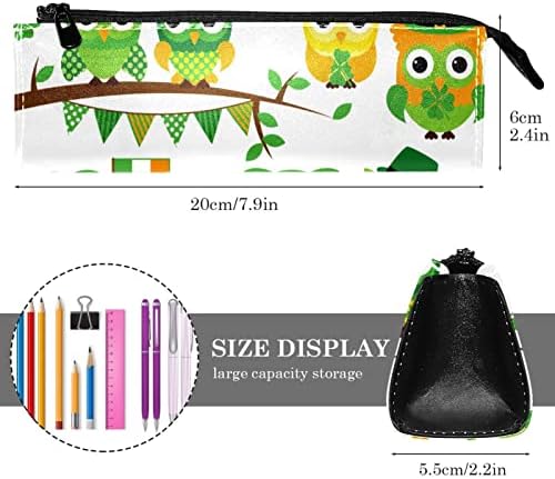 Laiyuhua Преносна стилска торба со моливи пуп кожено пенкало Компактен патент торбички, козметичка торба канцеларија додаток Организатор торбичка Прекрасна зелена б?