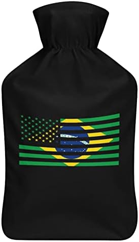 Бразилско Американско Знаме Шише Со Топла Вода 1000мл со Мек Капак Отстранлив Топол Ладен Пакет Вреќа За Вбризгување Вода За Рачни Стапала