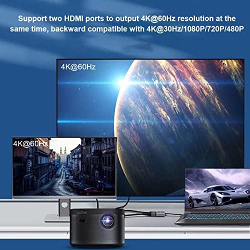 WJESOG Mini Displayport до Двојна HDMI Сплитер Двојна 4k@60hz Резолуција, MDP до 2 HDMI Центар Мулти Тек Транспорт Поддршка 4k
