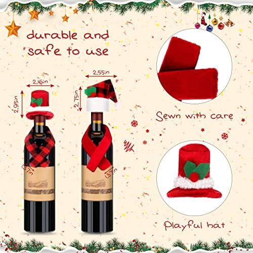 Боао 6 Комплети Божиќно Шише Со Вино Покритие Плетен Џемпер Фустан Од Шише Со Вино Санта Снешко Капак За Шише Со Вино За Божиќни Украси Украси