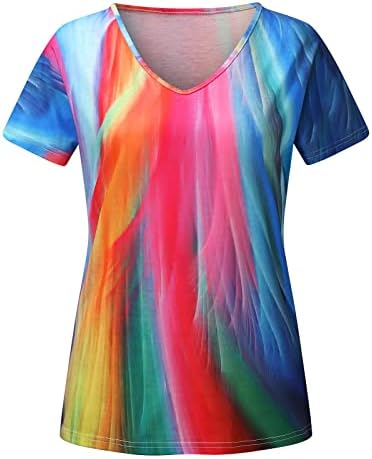 Тинејџерски девојки блуза 2023 Краток ракав против памучен графички графички графички Loveубов, боја шарена преголема кошула за блуза