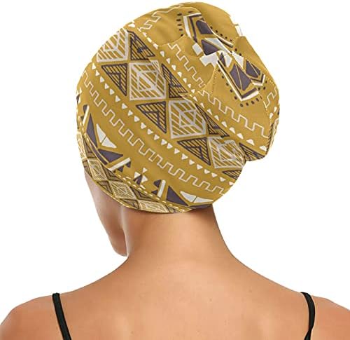 Череп капа за спиење Работа капа за капакот на капачињата за жени шарени боемски жолт племенски геометриски капа за спиење Работна