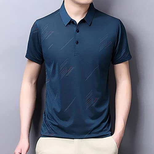 2023 година Нова машка кошула со машка кошула со кратки ракави за голф во боја, памучен врвен скелет длабок џеб