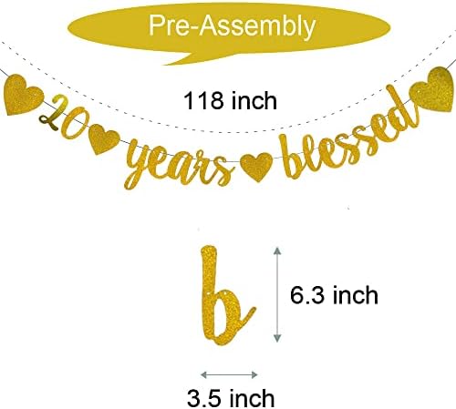 Weiandbo 20 години Благословен златен сјај транспарент, пред-строги, 20-ти роденден/свадба годишнина за забави украси за забивање