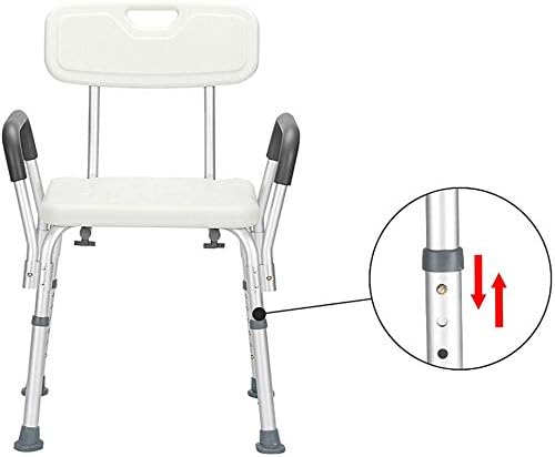 Столици од добро, столче за туширање када, бела алуминиумска легура со легура од 6 нивоа стол за кревање со туш со потпирач за потпирач за
