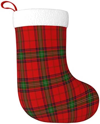 Cutedwarf Шкотски тартан карирал Божиќно порибување Божиќни празници за одмор камин виси чорап 18 инчи чорапи