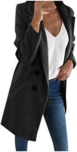 Зимски палта за жени основни основни суштински двојни гради миди волна мешавина од грашок од грашок 2022 блејзер јакни за жени