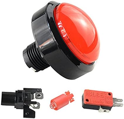 Додатоци за замена на аркадни игри Mookeenone Конвексен круг DC 12V осветлено LED копче за притискање со копчиња за микро-прекинувачи делови