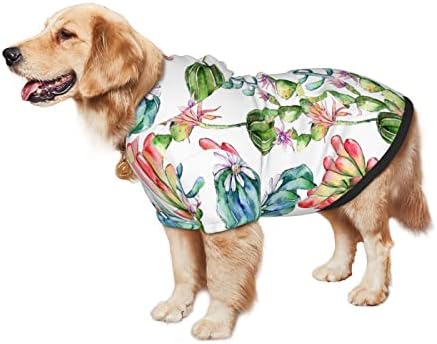 Големи кучиња кучиња тропски-суккуленти-водни миленичиња облека џемпер со капа со мека мачка облека мантил мал