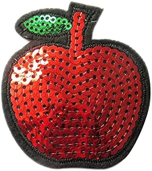 Yycraft пакет од 24 парчиња црвени сјајни sequins Apple 2 5/8 Ironелезо на апликација извезени занаети занаетчиски украс за венчавки