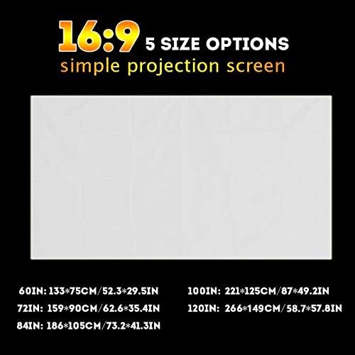 Liruxun 60/72/84/100/120 INCH 16: 9 LED Projector Screen 3D Wallид монтиран Проекциски екран на платно завеса за домашно кино за домашни театар